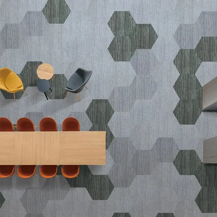Custom hexagon carpet tiles 100% nylon with nonwoven backing (5)