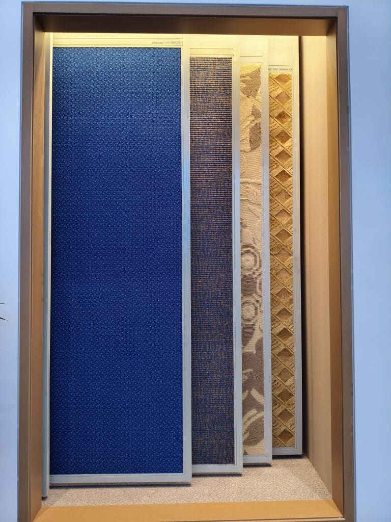 IMO fire rated marine carpet installed in luxury cruise ship interior
