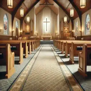 Hand tufted church carpet in luxury worship hall