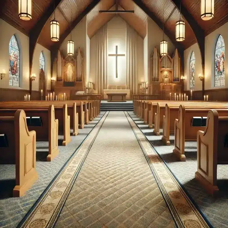 Hand tufted church carpet in luxury worship hall