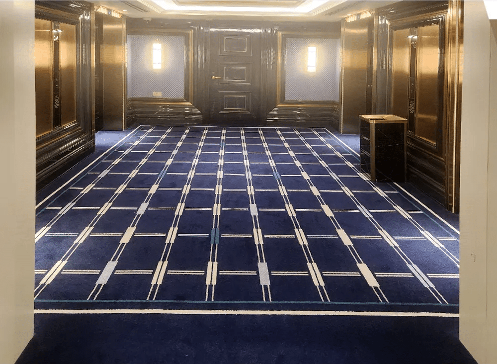 Dark charcoal custom carpet for high‑traffic living room, Qianqiao Carpet