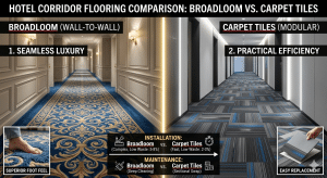 High-Traffic Hotel Corridors Broadloom vs. Carpet Tiles