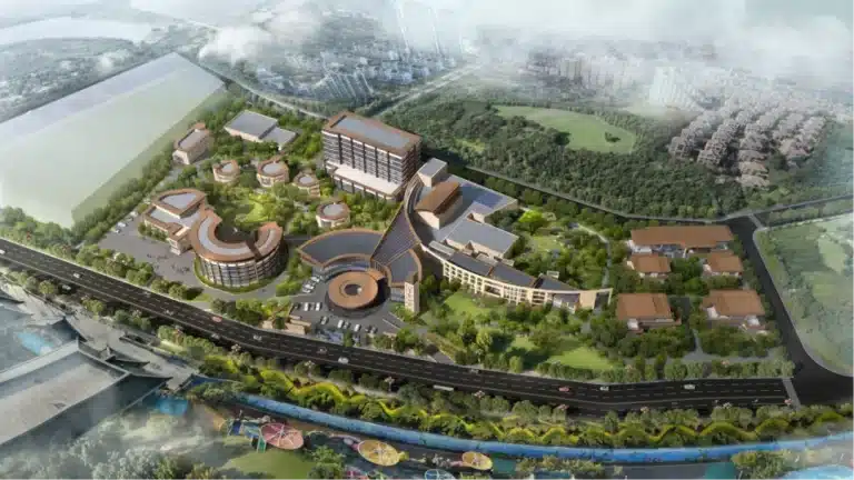 Eco-friendly commercial carpet backing and premium yarn used in QIANQIAO Carpet’s green space solutions for international hotel chains.