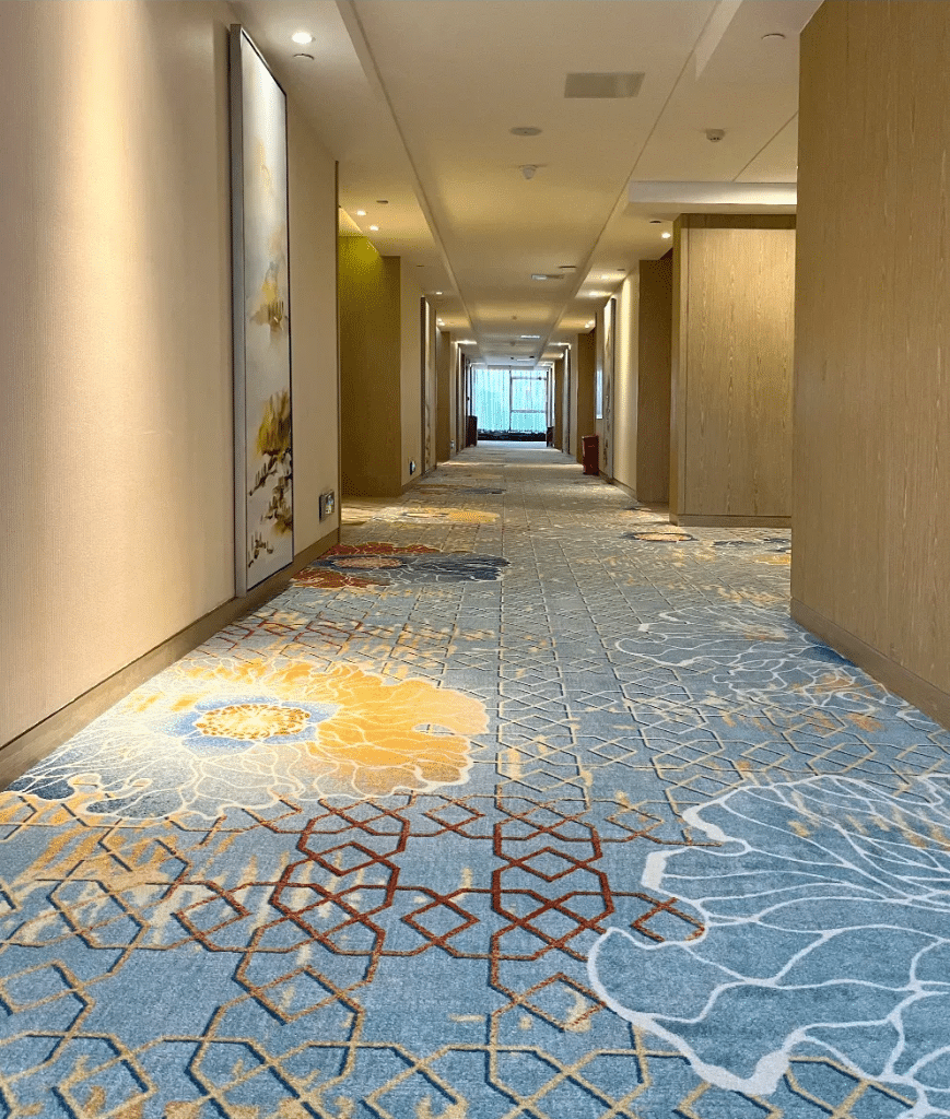Grand Ballroom Sapphire Blue and Gold Luxury Carpet Design
