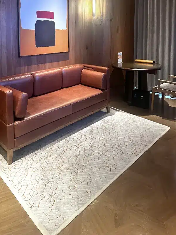 Light cream carpet visually expand small bedroom interior, Qianqiao custom carpet