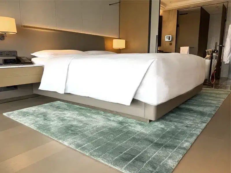 Luxury hotel lobby with bespoke handmade wool carpet supplied by QIANQIAO Carpet
