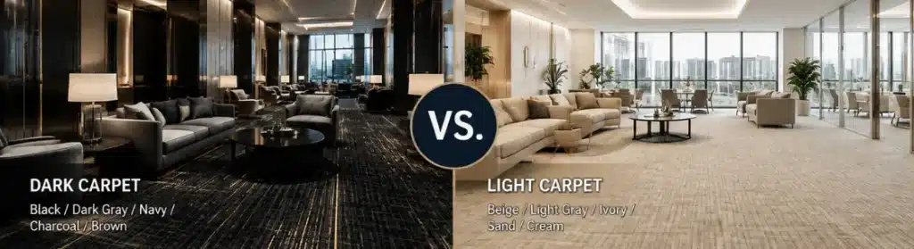 Dark vs light carpets comparison for home and commercial space, Qianqiao custom carpet manufacturer