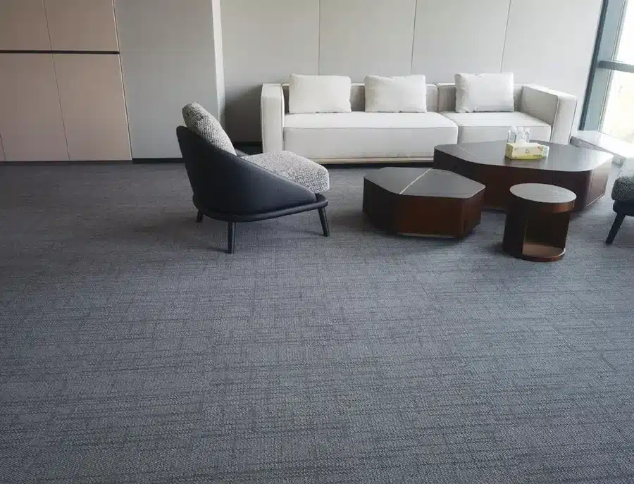 6000㎡ eco-friendly PE carpet tile installation project in USA technology office